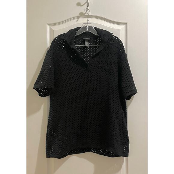 H&M MENS LOOSE FIT POINTELLE-KNIT POLO SHIRT - Picture 2 of 7
